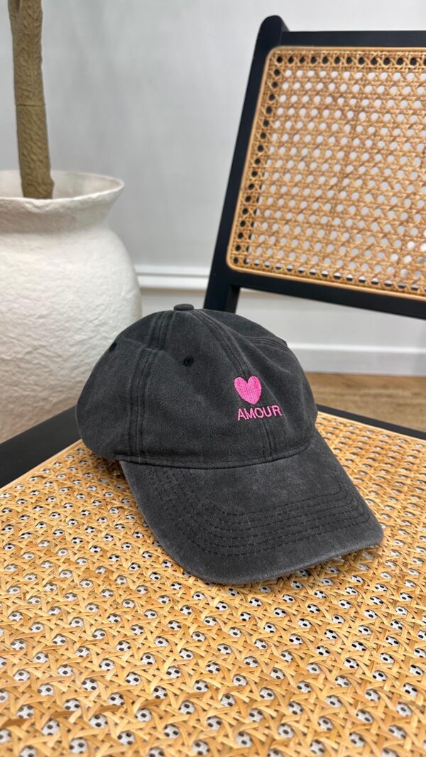 Casquette AMOUR Gris délavé/Rose